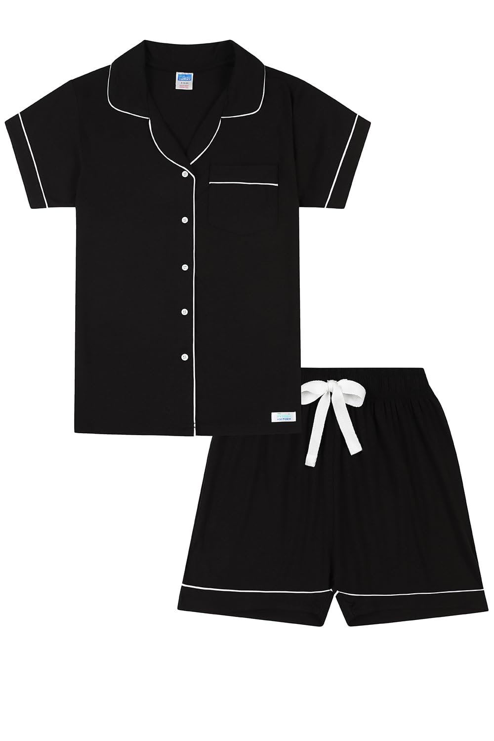Thepyjamafactory Women's Black Super Soft Short Pyjamas Nightwear Pj Set (14-16)