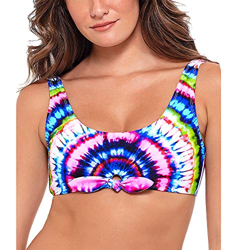 Salt + Cove Top de biquíni juvenil com estampa tie dye-dye, Multi, L