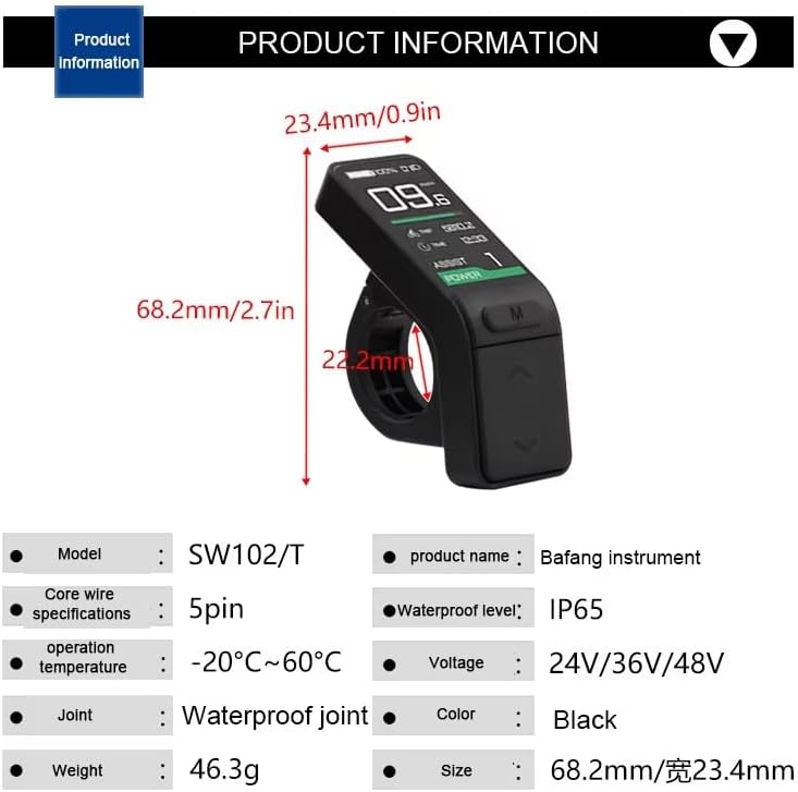 Product information and specifications for SW102/T display