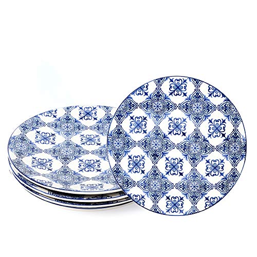 Sonemone 11 Inch Blue Floral Dinner Plates, Set Of 4, Large Ceramic Plates For Salad, Dinner, Microwave & Dishwasher Safe #TOP5