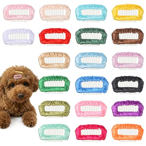 Zelphvt 20 Pcs Dog Hair Clip Mixed Colors Hair Dogs Bows with Clips Dog Barrettes for Doggies Cat Kitten Rabbit Grooming Accessories