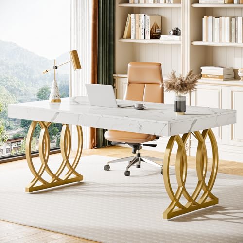 Tribesigns White and Gold Desk