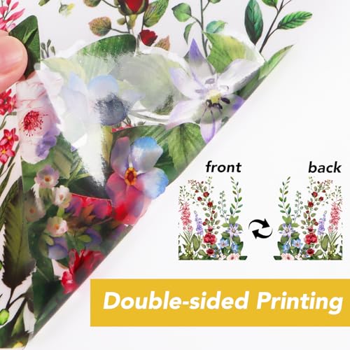 COMOOKA Fensterbilder Frühling Selbstklebend Blumen Doppelseitig 3 Bögen Fensterbilder Sommer Fensteraufkleber Frühling Fensteraufkleber Sommer Wiederverwendbar Statisch Haftende Fensterfolie Blumen