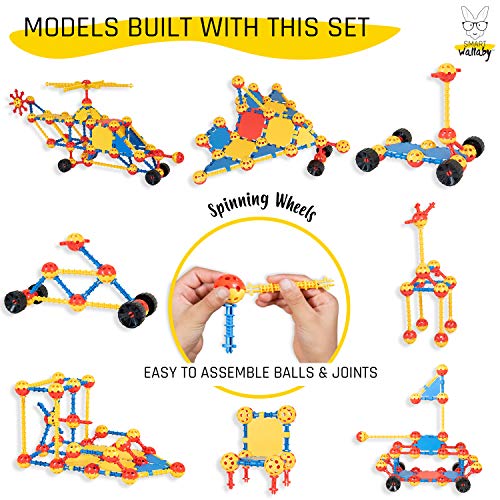 160 pc. STEM Toy Building Set - Balls & Joints Educational Construction for Learning Development & Imagination + 56 pc. 2-in-1 Flexible Parts Vehicle Set with tools. for Boys & Girls Ages 3-7