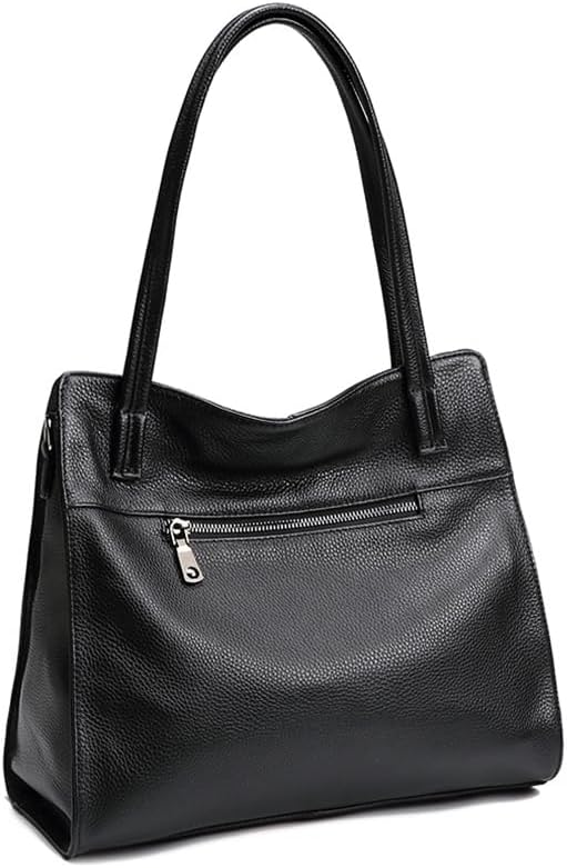 genuine leather, large capacity, detachable shoulder strap, cross-body, single shoulder, arm-length tote bag (black)