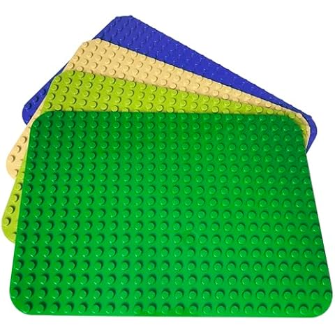 Apostrophe Games Large Building Blocks Base Plates Compatible with All Major Brands – 15 x 10 Inches for Construction Bricks – 4-Pack Multicolor for Table and Floor Use, STEM Learning Cover