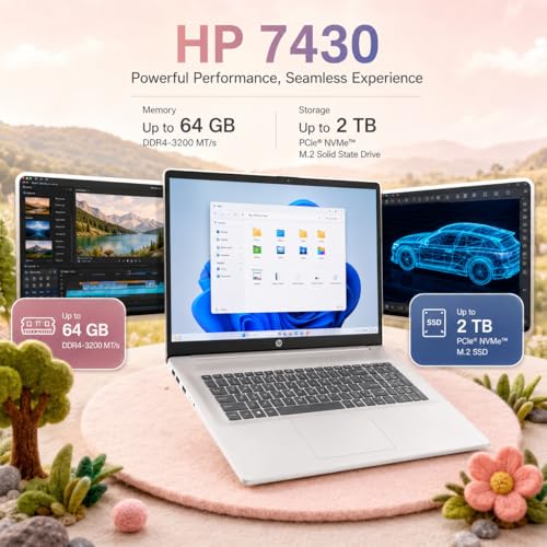 Image of HP 17.3 inch Business Laptop, 17.3 inch HD+ Anti-Glare Touchscreen, AMD Ryzen 5 7430U (6-Core), Wi-Fi 6, True Vision HD Camera, Windows 11 Pro, AI Copilot, HDMI, (32GB RAM | 1TB SSD)