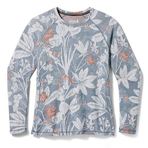 Smartwool Women's Classic Thermal Merino Base Layer Crew Plus Winter Sky Floral 1X