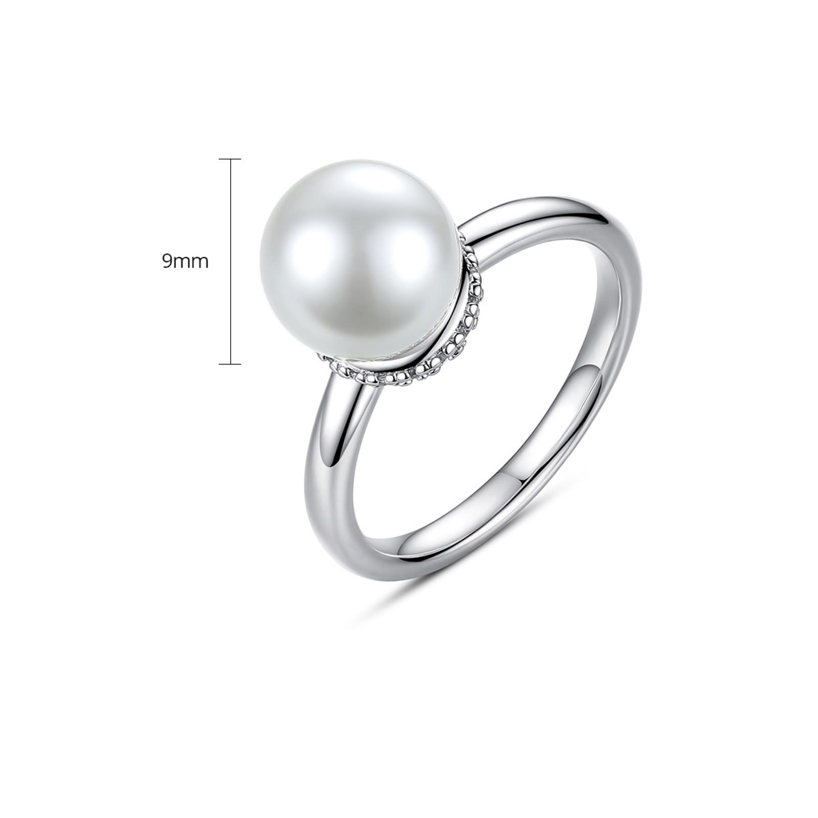 Damska obrączka ślubna białe złoto pierścionek 14K niemetalowy znaczek (tylko moda) perła polerowana z okrągłą perłą rozmiar H 1/2 moda dla siostry biżuteria noworoczna