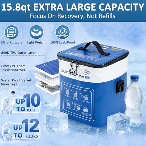 Cold Therapy Machine for Knee, Ice Machine with Timer Temp Cryotherapy Pain Relief Joint Specific Knee Pad 3 Adjustable Straps, Quiet Pump, Pressure Regulator, Leak Proof for Injuries Recovery - Image 4