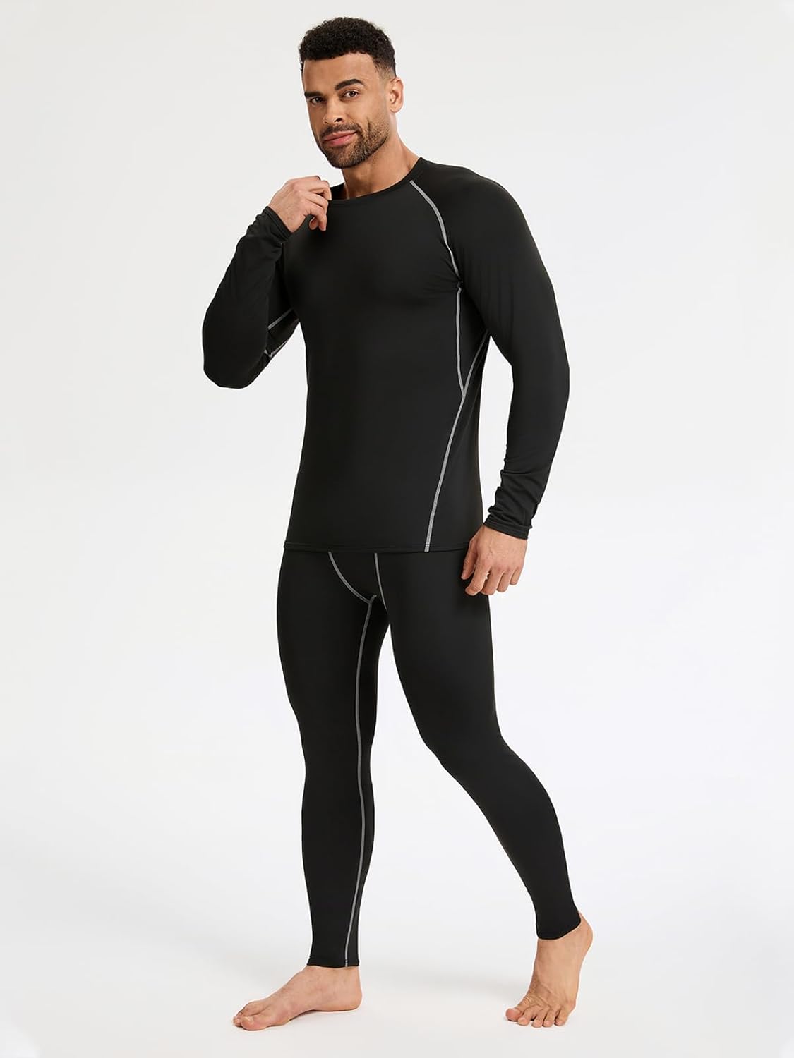 2 Pack Thermal Underwear for Men Long Johns with Fleece Lined Base Layer Men Cold Weather Top and Bottom Set
