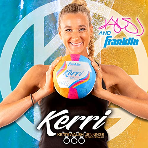 Franklin Sports Kerri Walsh Beach + Outdoor Volleyball - Official Size + Weight - Soft Cover Volleyball For Kids + Adults - With Pump + Needle Included #TOP6