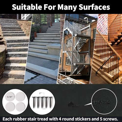 Longing Home FHD-30-10-12P Rubber Stair Treads - 30 Inch X 10 Inch 12Pcs, Indoor & Outdoor Non-Slip Rubber Stair Treads thumb #3