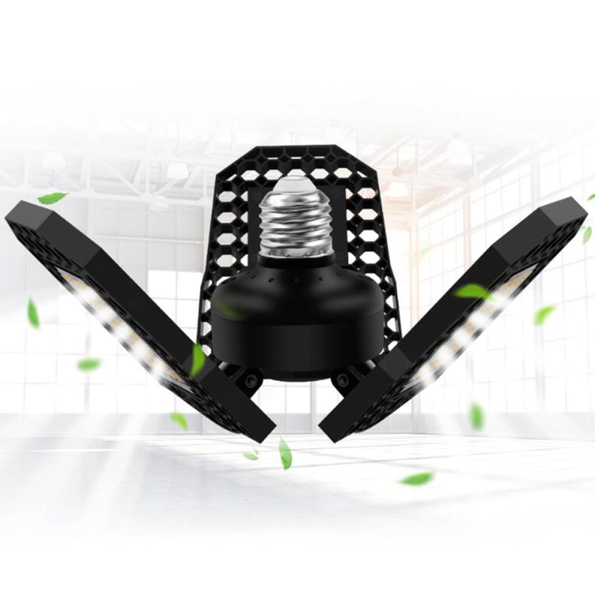 Veemoon LED Deformable High Bay Light with Three-Leaf Folding Design Adjustable Wings Garage Workshop Ceiling Lamp for Warehouse — view 4