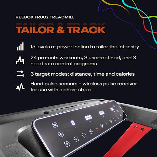 Image of Reebok FR30z Floatride Treadmill - with Incline, Bluetooth, Walking or Running, 4 HP, 12.4 MPH, 330 lb. Capacity, Plus 60 Day Free Kinomap Membership