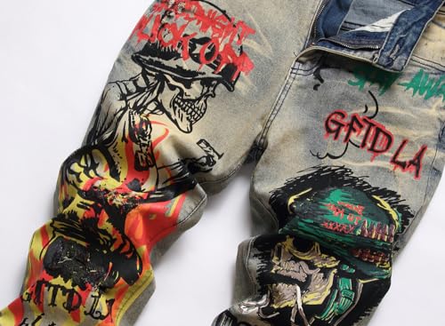 Mens Casual Jeans Hip Hop Trousers Stretch Skinny Jeans Men Slim Fit Denim Pants Printed Pants Jogger Pants3