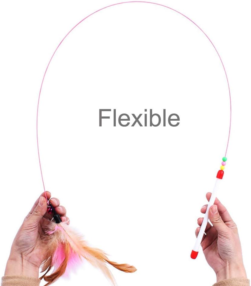 SLSON Feather Teaser Cat Toy, Interactive Cat Catcher and Exerciser Wand for Cats and Kitten Playing, with Feather, Bell and Flexible Wire 4 51iXgUGl2YL. AC SL1000