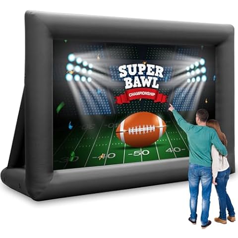 KHOMO GEAR 16 ft Outdoor Projector Screen with Built-in Blower - Supports Front and Rear Projection - Includes Tie-Downs and Storage Bag - Inflatable Projector Screen Cover