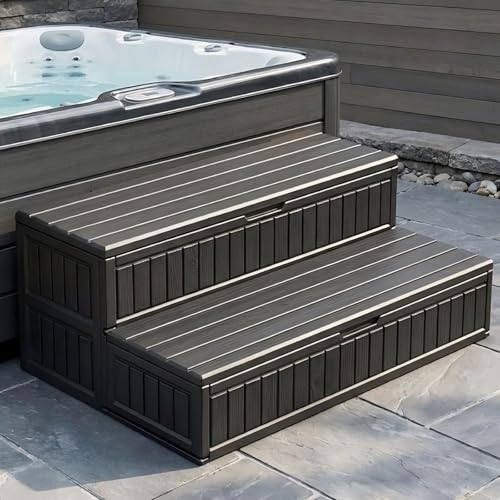 ROMIVO Marches pour Spa vec Rangement, 91cm imperméables et antidérapantes escaliers antidérapants et Robustes idéales pour Les spas, Les porches, Les...