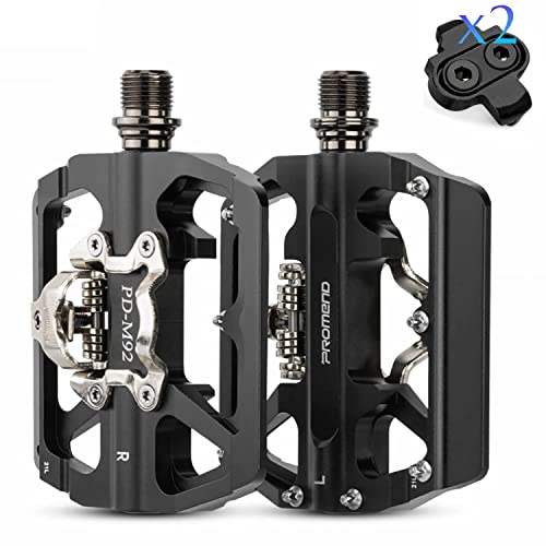 MTB Pedals Aluminum Aolly Clipless Flat Dual Platform with Cleats, Bike Pedals Compatible with Shimano Clipless
