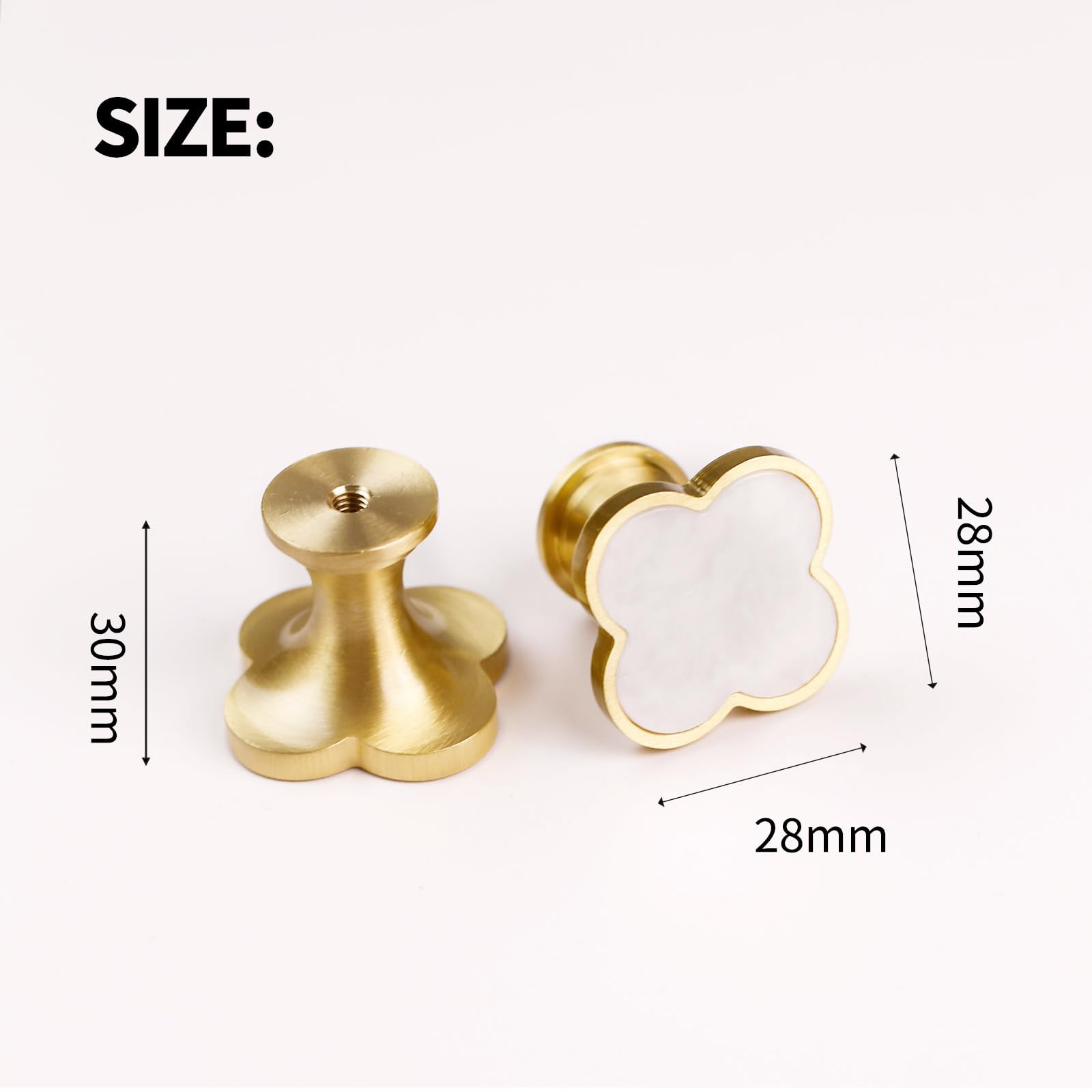 EVERGD 6/9pcs 28mm Four-Leaf Brass Gold Clover Knobs Cabinet Door Knobs Drawer Pulls with Screws - Image 3