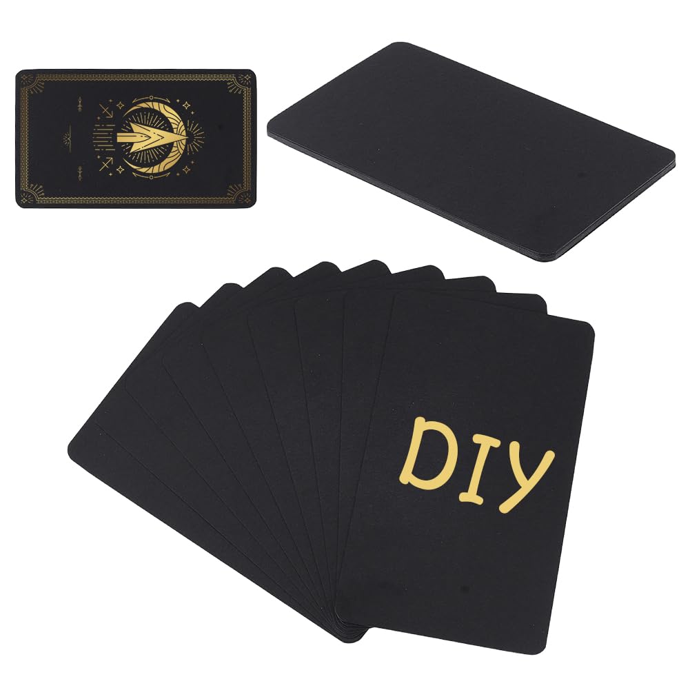 NBEADS 160 Blank Tarot Cards, Write-On Oracle Cards with Black Back Design DIY Tarot Deck for Meditation Workshops Party Activities Creative Gifts, 120x70mm