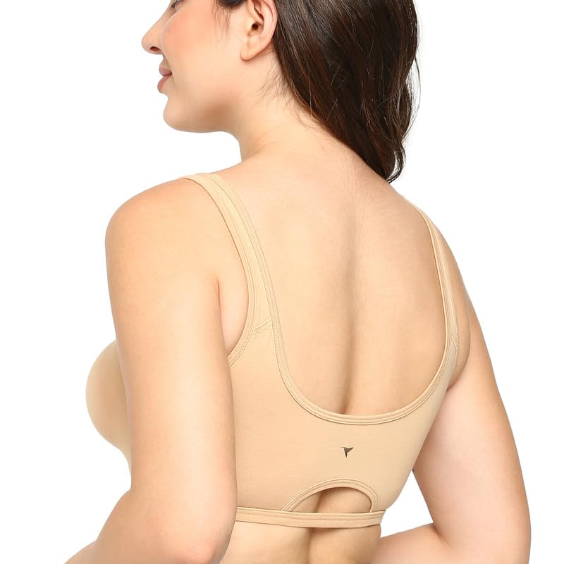 Image of BLOSSOM Women's Anti- Microbial Treated Fabric Double-Layered Cups, Keyhole Back Design, and Easy Slip-On Everyday Bra Aesthetic Bra