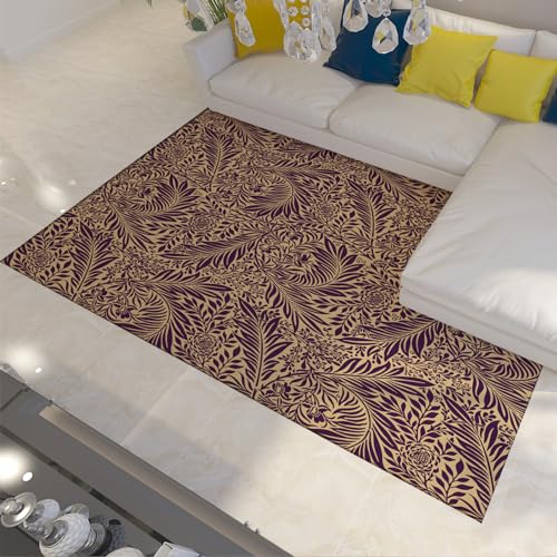 Alfombra grande abstracta púrpura de 180 x 300 cm, antideslizante, para interiores y exteriores, para sala de estar y cocina
