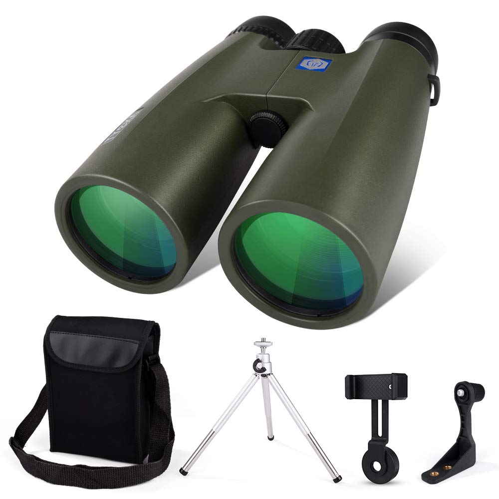 12x50 Binoculars for Adults with Tripod & Smartphone Stand Full Optical Glass HD Binoculars Super Bright BAK4 Prism FMC Lens for Bird Watching Sports Concert Anti-Fog with Shoulder Strap Carrying Bag