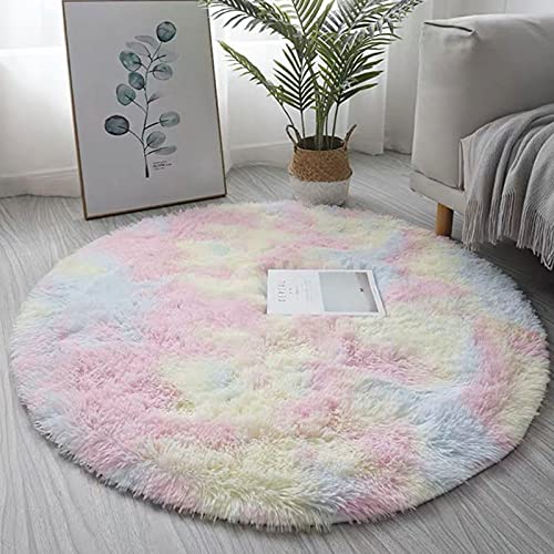 HLONGG Teppiche Super Soft Indoorrund Verlaufsteppich Kunstpelz Flauschiger...