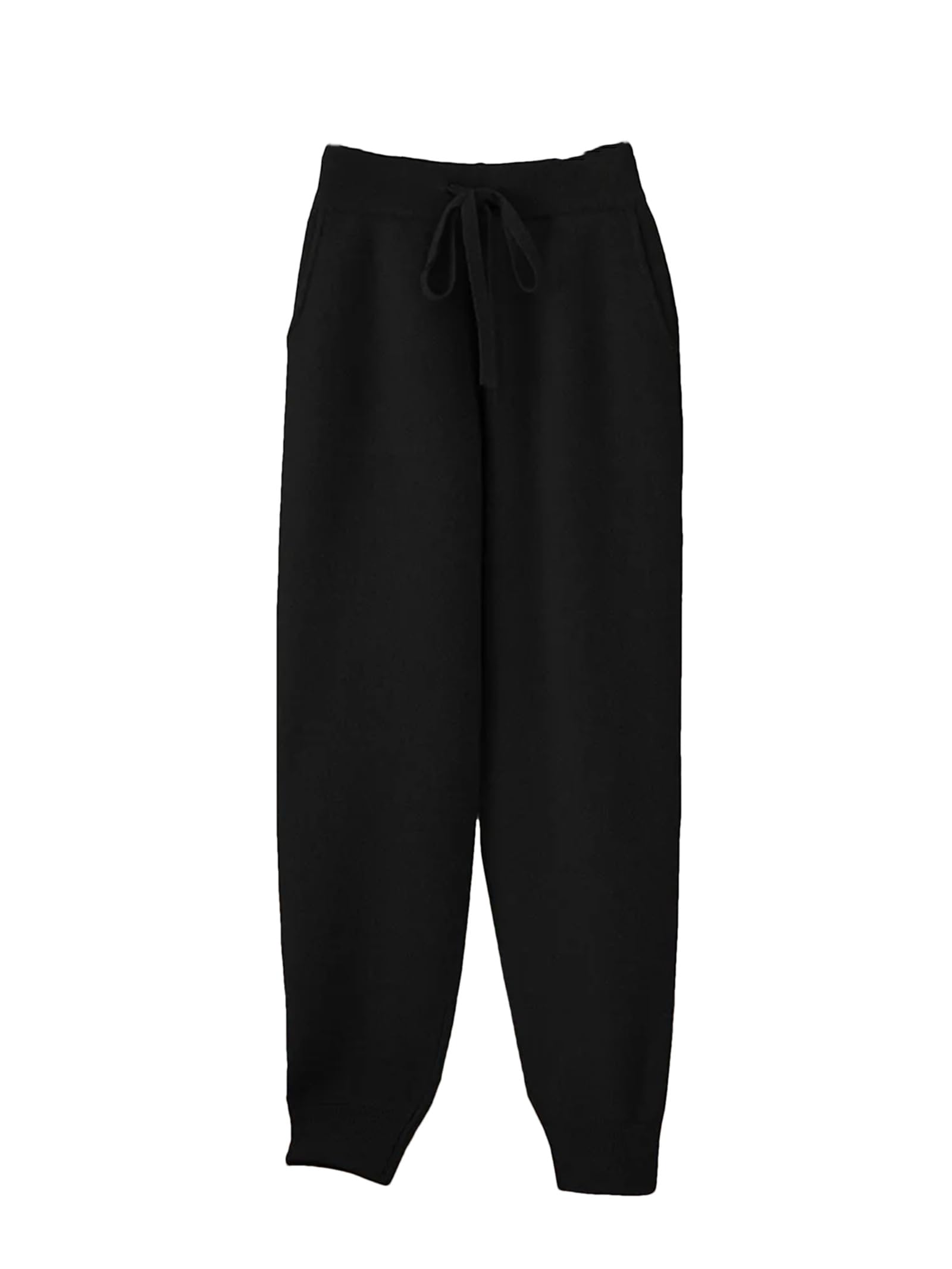 Pantaloni da donna in lana merino con elastico in vita coulisse tinta unita morbido casual pantaloni spessi autunno inverno