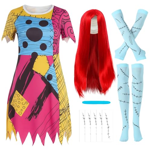 Disfraz Halloween Niña Vestido con Peluca y Accesorios