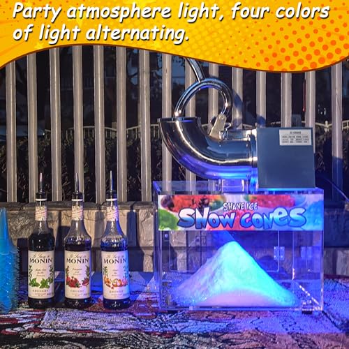 VNN 48L Snow Cone Machine, 500LB/H Commercial Shaved Ice Machine, 300W Electric Ice Shaver Machine, Suitable for Party Activities, Family Gatherings, Events