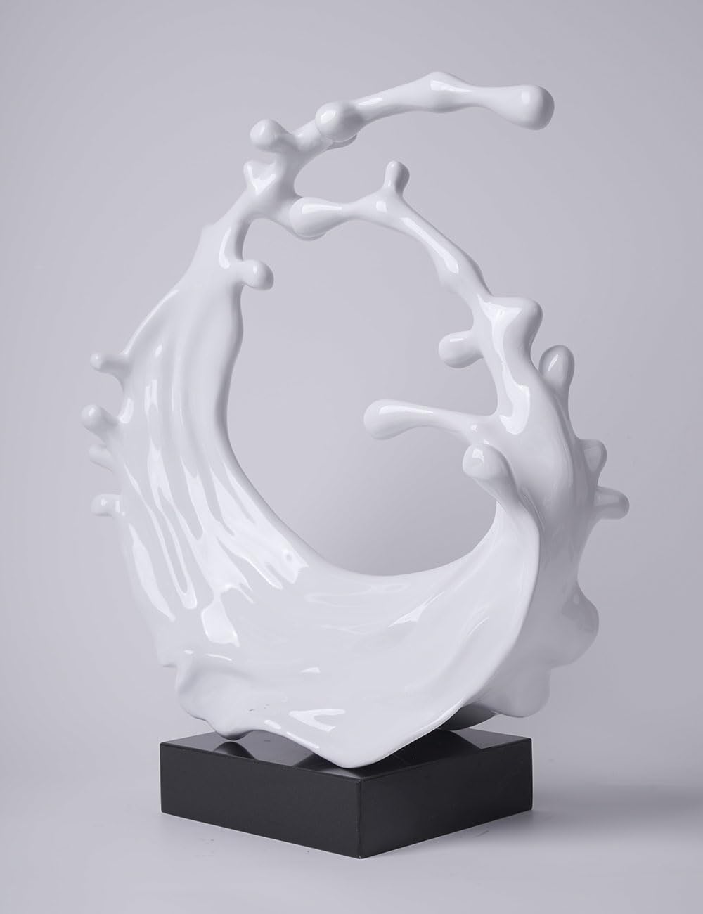 Abstrakte Meereswelle Skulptur Deko Moderne Kunst Figur Wohn Arts Geschenk für Wohnzimmer Schlafzimmer Esszimmer Resin Weiß 42cm