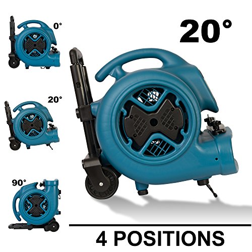 Image of XPOWER P-630HC Pro 1 /2 HP 2800 CFM Centrifugal Air Mover, Carpet Dryer, Floor Fan, Blower, Telescopic Handle and Wheels, Carpet Clamp, for Water Damage Restoration, Janitorial, Plumbing, Home Us, Blue