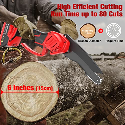 Akku Kettensäge 8 Zoll, Bamse Mini Kettensäge mit Akku Bürstenloser Motor mit 2 Akkus 2.0Ah, 2 Ketten, 10m/s Kette Geschwindigkeit Elektro Kettensäge für Baumzweige, Hof, Haushalt und Garten – Bild 8