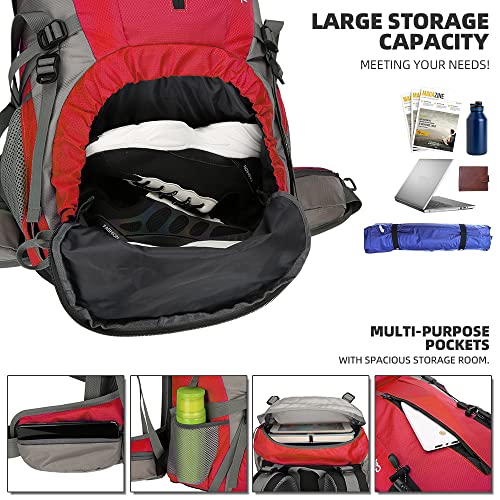 Image of King'sGuard 70L Hiking Backpack with Rain Cover Lightweight Waterproof Travel Camping Backpack Large Backpacking Pack