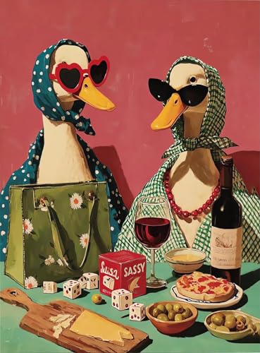 Image of WUSARPLY Party Duck Stamped Cross Stitch Kits for Beginners Adults