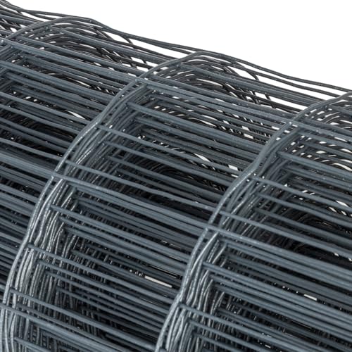 VOSS.garden 25m Gitterzaun 150cm Premium Maschendrahtzaun 100x75mm Gartenzaun Anthrazit Wetterfest Punktgeschweißt