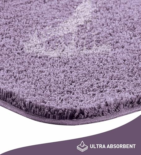 Image of Obsessions Ultra-Absorbent Quick-Dry Bath Mat | 1400 GSM Polyester | Soft, Non-Slip & Fast-Drying Bathroom Rug for Safety & Comfort | 40 x 60 cm | Mouve
