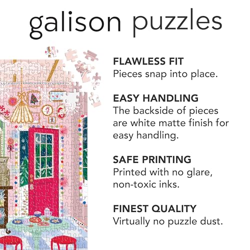 Galison - Rompecabezas Gingerbread Cottage de 500 piezas para adultos con caja en forma de casa, Navidad, papel reciclado, tamaño terminado 20" x 20" miniatura 5