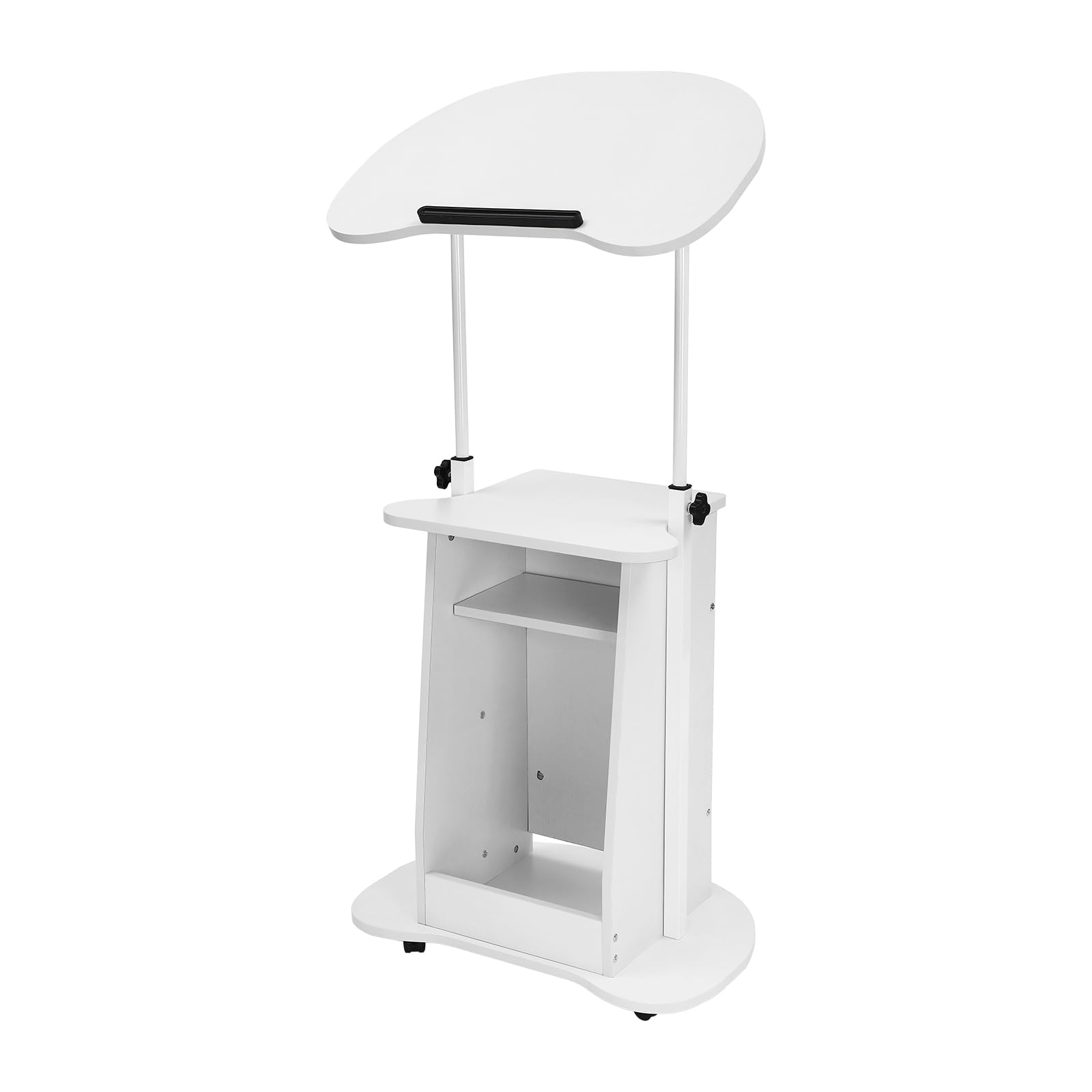 phjddak White Adjustable Height Wooden Lectern Podium Stand for Multi-Purpose Use in Churches, Schools, Restaurants, and Seminars, Durable and Professional Standing Laptop Cart