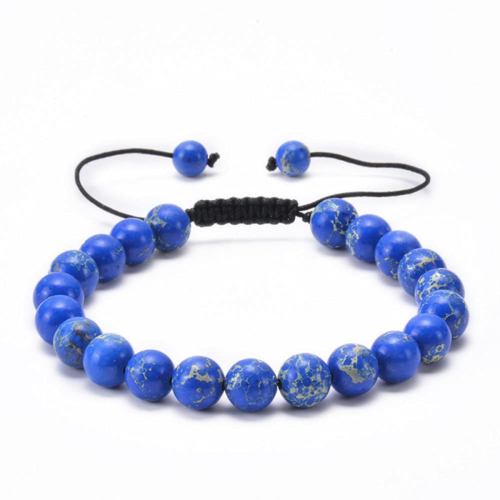 Bracciale Donna Pietre Naturali Apatite Blu – 2 Pezzi, Regolabili, 7 Chakra, Boho