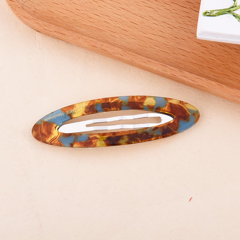 French Hair Clips Acrylic Acetate Alligator Clips Green Brown Resin Oval Tortoise Shell Barrettes for Women Stylish Vintage Barrettes Duckbill Hairpins for Fine Thick Thin Side Hair Clip 3 PCS - Image 4
