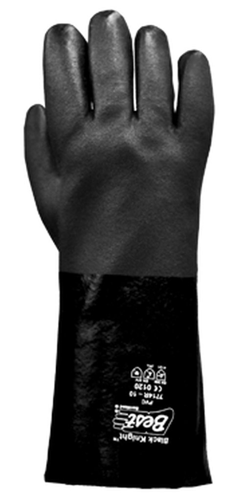 SHOWA 7710 PVC Chemical Resistant Safety Glove with Cotton Jersey Liner and Rough Grip, 10" Length, Large (12 Pair)