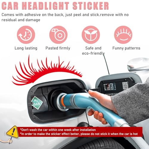 Image of Ohleats 2PCS Car Headlight Eyelash Stickers, Funny Cute Fake Eyelashes Bumper Window Decal, Waterproof Decoration Sticker for Auto Body Headlamp, Universal Exterior Car Accessories (Red)