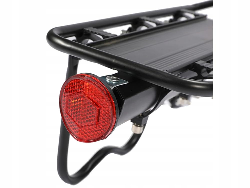 Portaequipajes Trasero de Aluminio Universal - para Bicicletas | Bastidor para 30 kg de Carga máxima | 53 cm de Longitud con Altura Ajustable | Ligero y Fuerte - Color Negro
