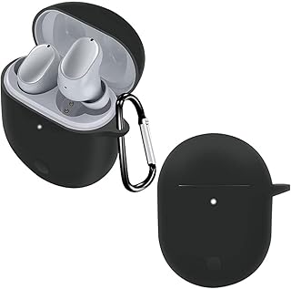 جراب سيليكون من دلع موبايلك متوافق مع سماعات أذن شاومي ريدمي بادز 3 برو/ ايردوتس واقي السيليكون الناعم مضاد للصدمات حلقة تثبيت أسود