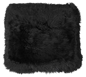 Harrys-Collection Lammfell Stuhlkissen 45x45 cm Schwarz