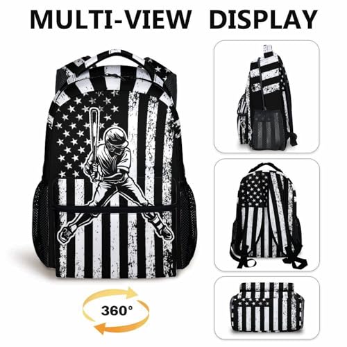Kids Backpack for Boys, Baseball School Backpacks for Sports Lovers, 17'' Lightweight Baseball Bookbag for Elementary Middle School, Back to School Gifts4